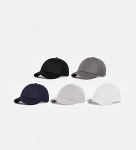 Detail view of breathable full mesh baseball caps in five colors with short brim design