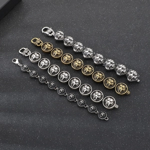 Retro tiger head stainless steel men's bracelets in vintage gold and silver finishes