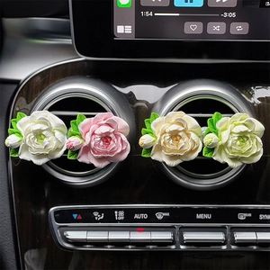 Jasmine flower car air vent aromatherapy clips in white pink yellow and green colors
