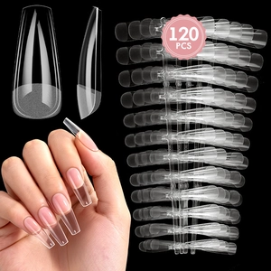 Détails de 120 capsules d'ongles ballerine transparentes avec numérotation de taille