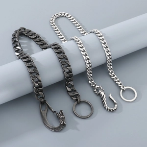 Men Trouser Chain Stainless Steel Punk Retro Dragon Head Buckle Cuban Link Waist Jewelry For Jeans Hip Hop Accessories