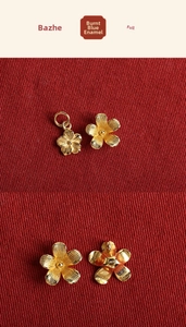 Detailed view of S925 sterling silver gold-plated plum blossom pendants with hallmark