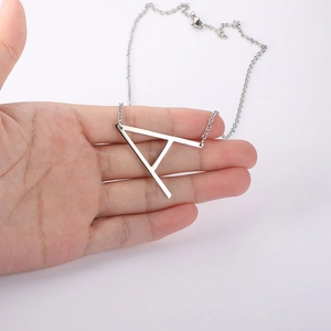 Minimalist Stainless Steel Initial Letter Pendant Necklace For Women Titanium Steel Big Alphabet Necklace Jewelry Accessory Gift