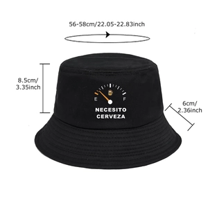 Bob pliable en coton noir avec motif bière et taille ajustable de 56 à 58 cm