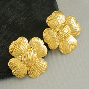 Sunflower Flower Stud Earrings 18K Gold Plated Stainless Steel Vintage Statement Fashion Jewelry For Women