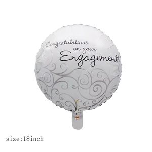 18 inch round engagement balloon with silver swirl patterns and Congratulations text