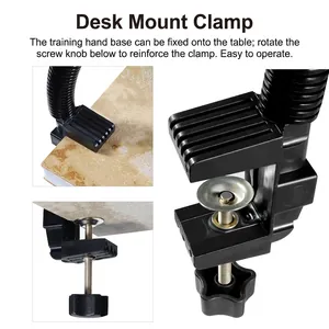 Flexible nail practice hand holder with adjustable G-clamp for table mounting
