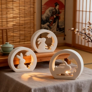 Easter Rabbit Silicone Mold Round Hollow Candlestick Making Tool For DIY Resin Plaster Desktop Ornament Craft