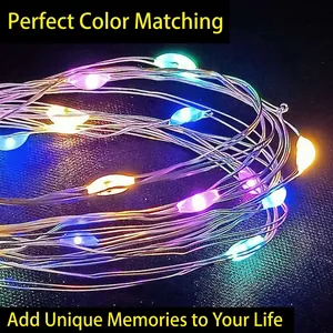 Multicolor LED copper wire string lights with festive glowing effect for Christmas decoration