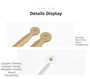 Detailed view of smooth gold metal clock hands with high precision copper sleeve assembly