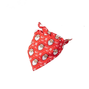 Red Christmas pet bandana with Santa Claus patterns for cats and dogs on white background