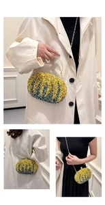 Creative pumpkin-shaped evening bag shown in handbag, shoulder, and crossbody styles