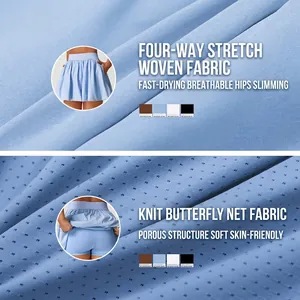 Quick-dry tennis skort featuring four-way stretch woven fabric and breathable mesh liner
