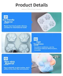 Detail of soft food-grade silicone cat paw mold showing flexible texture and easy release