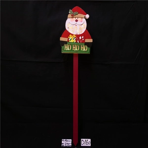 Detail of 90cm Santa Claus garden stake with HO HO HO sign for outdoor Christmas decor
