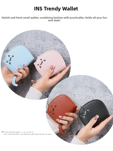 Macro detail of cat-shaped coin purses in multiple colors with textured faux leather
