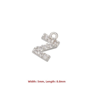 Macro shot of S925 silver letter Z pendant with white zirconia inlay and 5mm x 8.8mm dimensions
