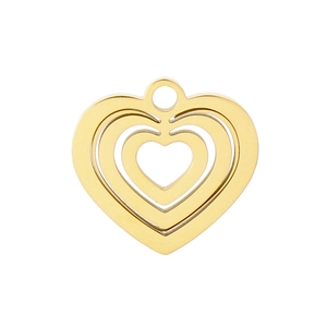 Three-layer hollow nested heart pendant in gold stainless steel for DIY jewelry