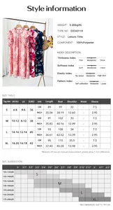 Guide des tailles et détails du tissu pour la robe fleurie élégante sans manches