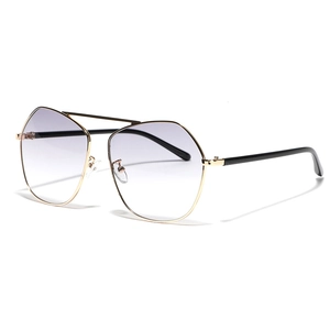 Polygon Oversized Sunglasses Metal Double Bridge Aviator Style Gradient Lens UV400 Fashion Eyewear For Women And Men