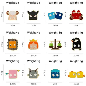 Cute zodiac animal cartoon enamel pins made of zinc alloy for backpack decoration