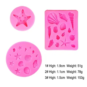Set di stampi in silicone con stelle marine e conchiglie per decorazioni di torte