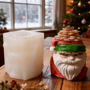 3D Santa Claus silicone mold for DIY Christmas candle making and plaster flower pots