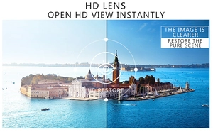 Detail view of HD lenses showcasing clarity and color restoration versus normal vision