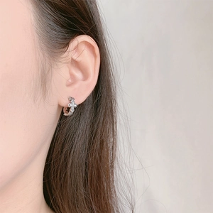 Vintage S925 sterling silver cross hoop earrings with pavé diamonds for men and women