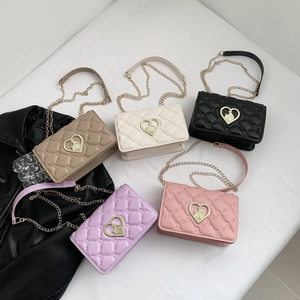 Quilted crossbody bag for women with heart-shaped metal twist lock in five colors