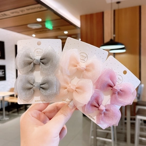 Drei Sets geschichteter Mesh-Haarschleifen für Mädchen in Grau, Rosa und Lila Farben