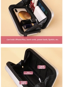 Internal structure of silver hard shell mini crossbody bag with multiple compartments
