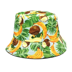 Bob bleu clair avec imprimé banane et feuille de coco pour protection solaire d'été