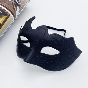 Elegant black masquerade mask with glitter vine patterns for parties and fancy events