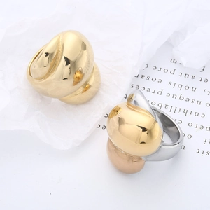 Polished 18k gold and silver plated irregular spherical rings in minimalist French style