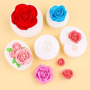 DIY rose flower silicone mold set for resin, soap, and plaster crafts with realistic petals