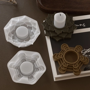 3D lotus and geometric resin silicone molds for DIY candle holders and home decor