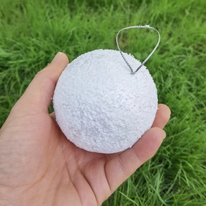 Christmas Snowball Hanging Ornaments White Foam Balls Textured Surface For Holiday Tree Wedding Decor