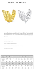 Size guide for S925 sterling silver irregular ring with inner diameter measurement chart