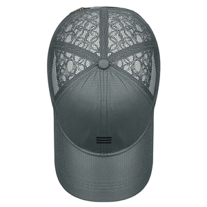 Grey quick-dry mesh baseball cap for outdoor fishing with breathable honeycomb texture