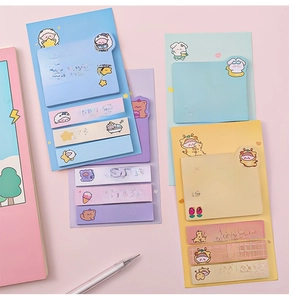 Detailed view of cute cartoon animal sticky notes featuring motivational Chinese quotes