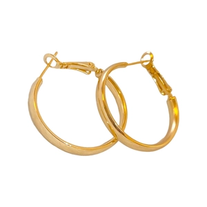 Minimalist thick golden hoop earrings with round tube design and secure snap closure