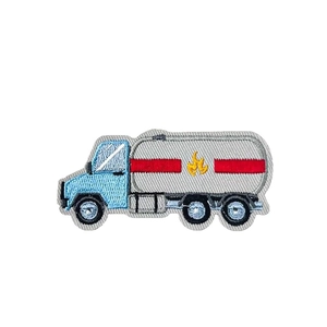 Detailed embroidered fuel tanker patch for children's clothing DIY iron-on accessories