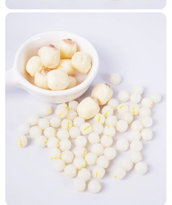Detail shot of miniature PVC lotus seeds and dried food props for DIY dollhouse crafts
