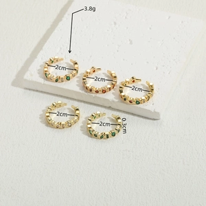 5-piece gold plated adjustable rings set with colorful cubic zirconia and gems