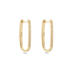 Luxurious gold U-shaped hoop earrings with sparkling micro-pave cubic zirconia crystals