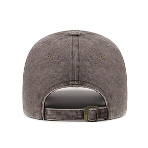 Vintage washed cotton baseball cap with adjustable metal buckle in a classic charcoal finish