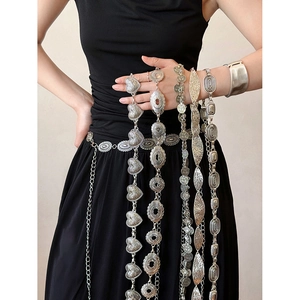 Chaîne De Taille En Métal Pour Femme Ceinture Argent Feuille Ovale Cœur Ajustable Bijoux De Corps Style Bohème