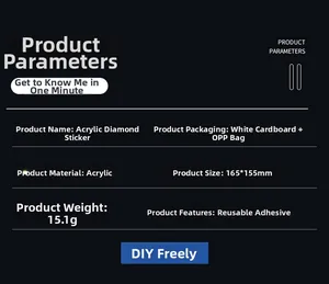 Detailed specifications for acrylic face rhinestones showing size and material info