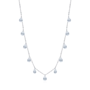 Collier choker en argent S925 scintillant avec 11 pendentifs en zircone goutte d'eau